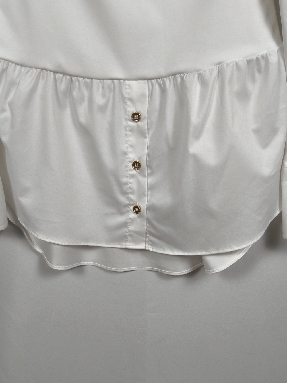 SSY  The Label Long Sleeve  Women's White Button-Front Peplum Shirt Size S - Picture 4 of 5